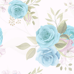 Beautiful seamless pattern design with blue floral design