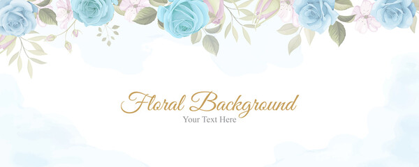 Beautiful flower banner with blue flowers