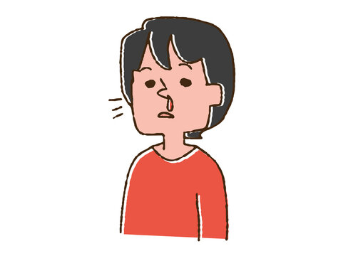 recommend clip art: 鼻血が出ている女性 コミカルな手書きの人物　ベクター、線画にカラー