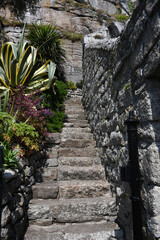 Fototapeta na wymiar A granite staircase in a Cornish garden