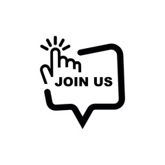 join us sign on white background	