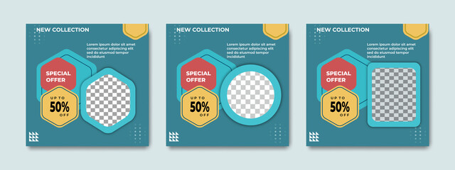 Modern design for sale and webinar social media post templates with green colors. Suitable for sale, online marketing promotion banner, webinar, seminar, flyer, ads, etc.