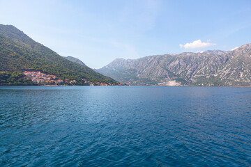 Bay of Kotor in Montenegro . Scenery of Mountains and Lagoon 