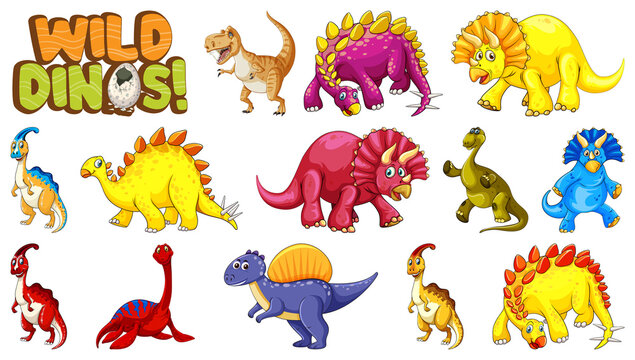 Set of cute dinosaurus