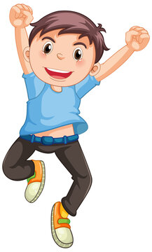 recommend clip art: Happy boy jumping cartoon character