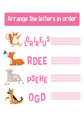 Worksheet design for arranging letters