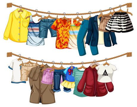 Many clothes on the clothesline