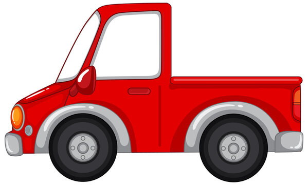 Old red truck on white background