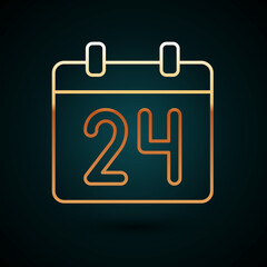 Gold line Calendar icon isolated on dark blue background. Event reminder symbol. Vector