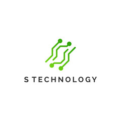 letter S with Technology logo design