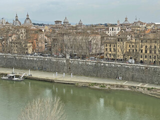 Roma, il Tevere ed i suoi ponti da Castel Sant'Angelo - obrazy, fototapety, plakaty