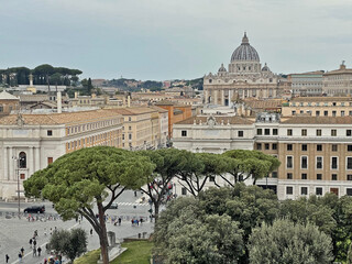 Roma, San Pietro e la città del Vaticano da Castel Sant'Angelo - obrazy, fototapety, plakaty