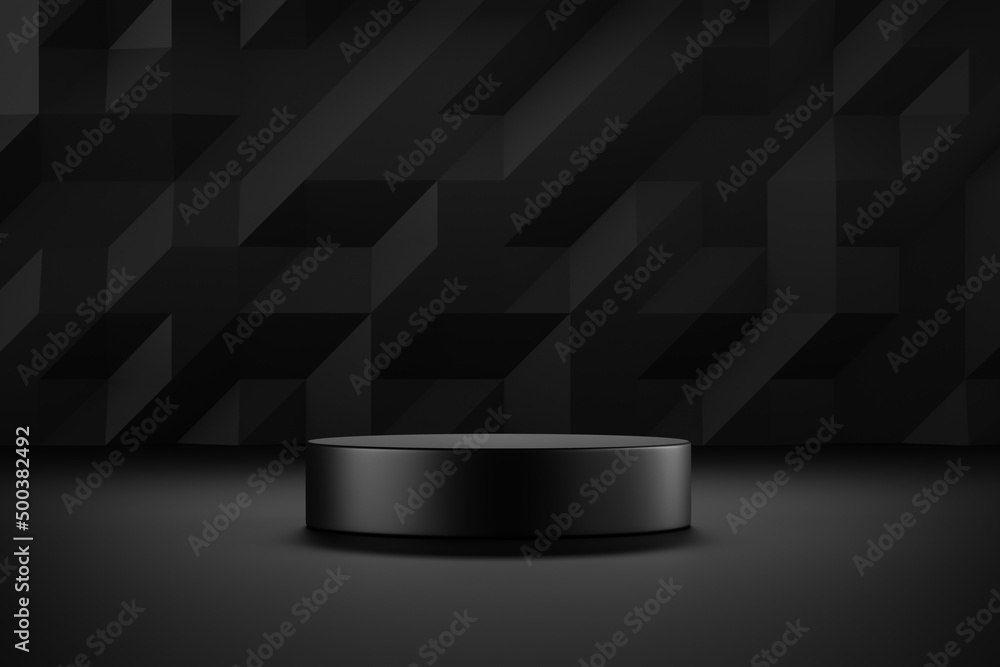 Poster luxury empty black podium presentation scene 3d platform background showcase of modern spotlight pro