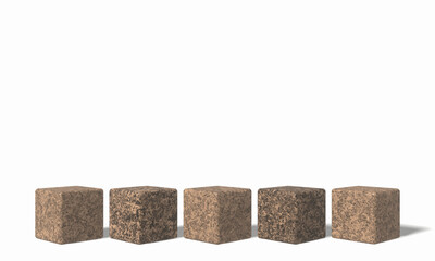 3D granite podium on white background. Stone mockup.