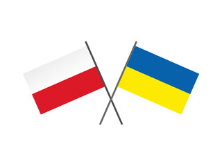 Polish and Ukrainian flags crossed. A symbol of friendship and support. Stand with Ukraine.