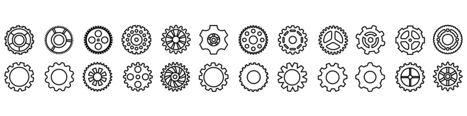 Gear vector icon set. mechanism illustration sign collection. Mechanics symbol or logo.