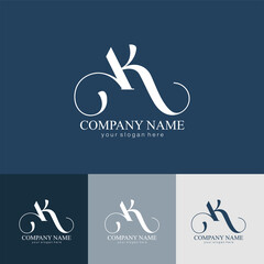 Obraz premium AK letter monogram. Elegant luxury logo. Calligraphic style. Corporate identity and personal logo. Vector design. Luxurious linear creative monogram.