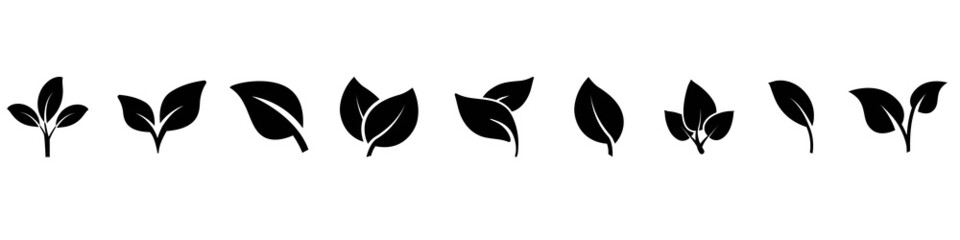 Leaves icon vector set. nature sign illustration collection. tree symbol. Ecology logo.