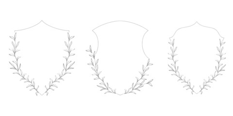 Floral lineart vintage frames and wreaths