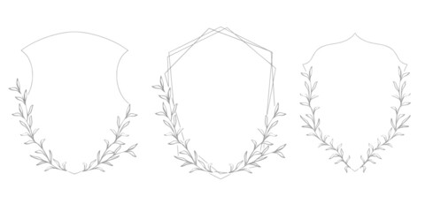 Floral lineart vintage frames and wreaths