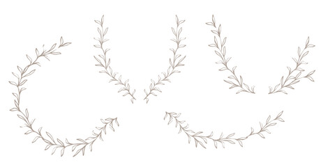 Floral lineart vintage frames and wreaths