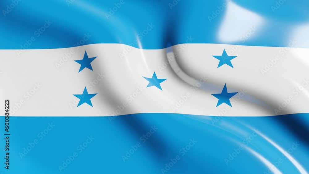 Poster waving flag of honduras country. 3d render national flag dynamic background. 4k realistic seamless l
