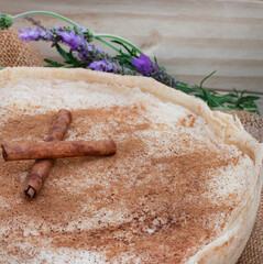 baked milk tart. a baked version of traditional South African milk tart or melktert, with cinnamon...