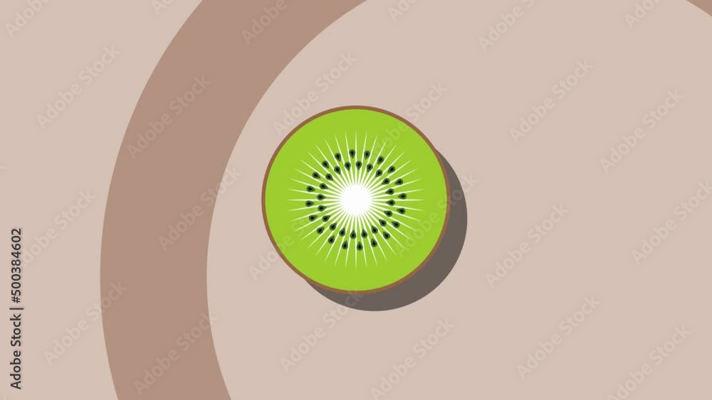 Aufkleber animated fruit symbol of kiwi on a brown background. seamless loop food animation with simple stylis