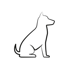 Web line icon. Silhouette of dogs; dog