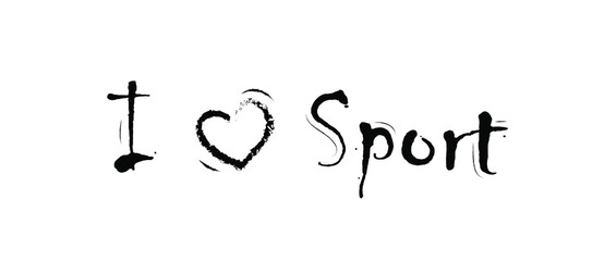 i love sport, font type with signs, stickers and tags