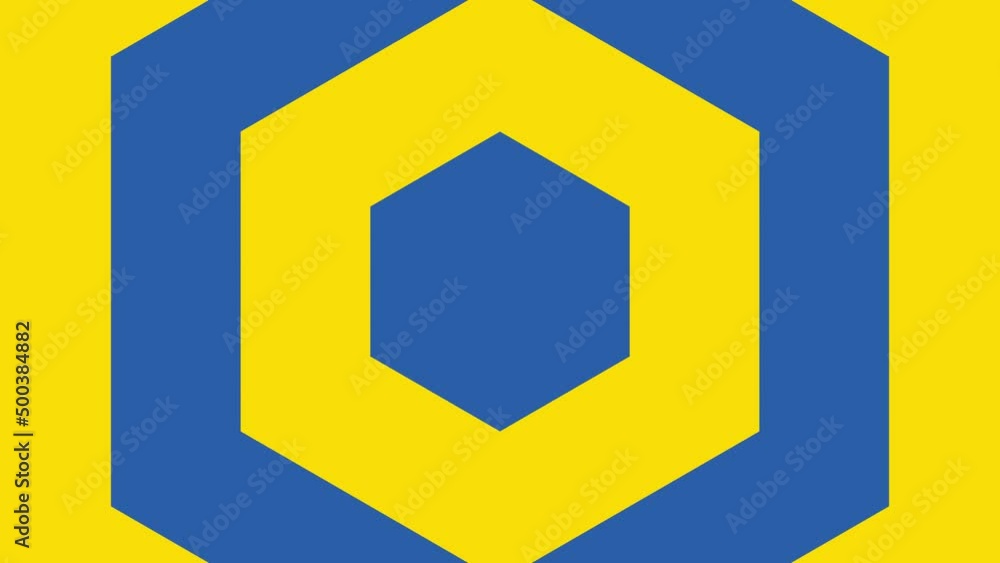 Aufkleber seamless loop yellow and blue geometric animation with hexagonal elements. simple background animati