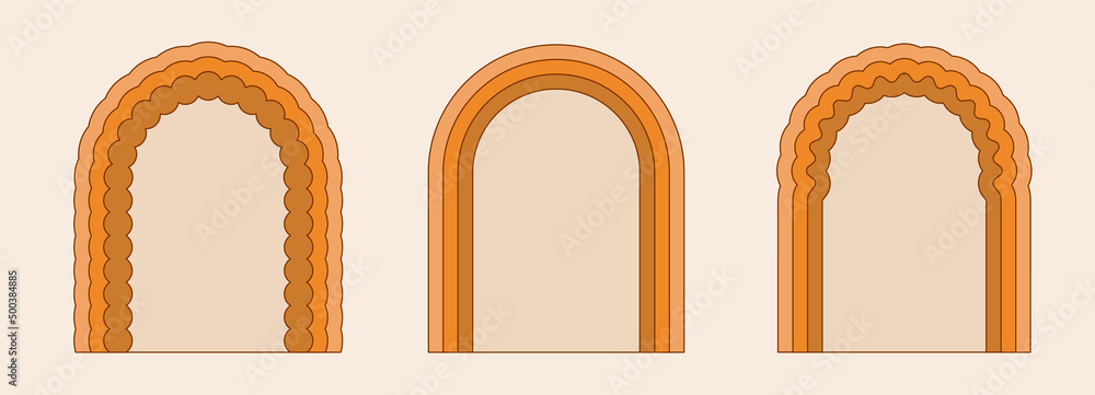 Aufkleber Vector set of design elements and illustrations in simple linear style - boho arch logo design elements and frames for social media stories and posts