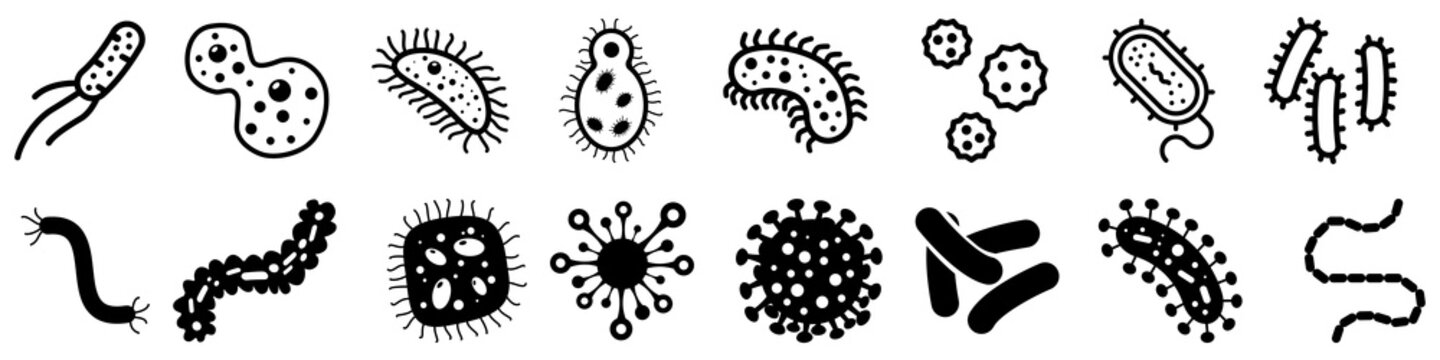 Bacteria icons vector set. Virus illustration sign collection. microbe symbol.
