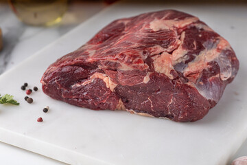 Fresh raw meat close-up. An ingredient for cooking food.