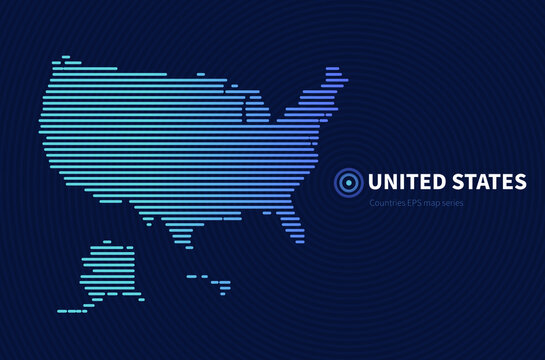 US Map.
Horizontal Bar-shaped Map Of The Countries.