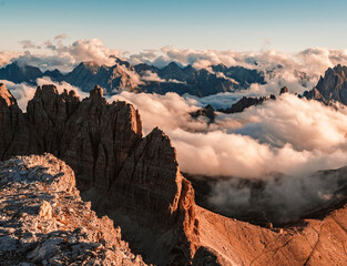 Dolomites, Three Peaks of Lavaredo. Italian Dolomites with famous Three Peaks of Lavaredo, Tre Cime...