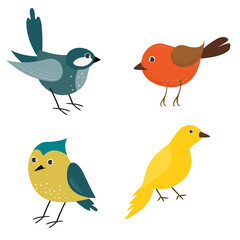 Illustration color icon set birds