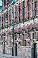 Historical building of Ministry of Finance, relief of facade, Copenhagen, Denmark