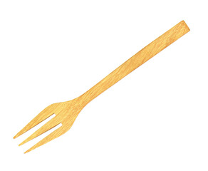 Wooden fork natural wood isolated on white background