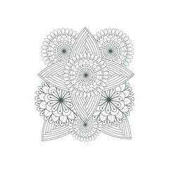 Coloring Page. Hand Drawn Sketch for Adult Anti Stress, Fun and Relaxation. Abstract Flowers in Black Isolated on White Background.-vector