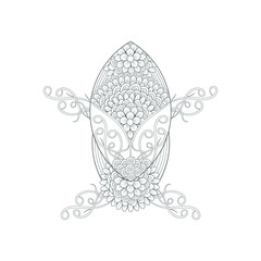 Coloring Page. Hand Drawn Sketch for Adult Anti Stress, Fun and Relaxation. Abstract Flowers in Black Isolated on White Background.-vector