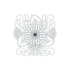 Coloring Page. Hand Drawn Sketch for Adult Anti Stress, Fun and Relaxation. Abstract Flowers in Black Isolated on White Background.-vector