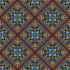 Seamless pattern for traditional arabic and indian pottery tiling, fabric, wall interior, cloth, gift paper, scrapbooking. Decor tile, texture print, mosaic oriental ornament.