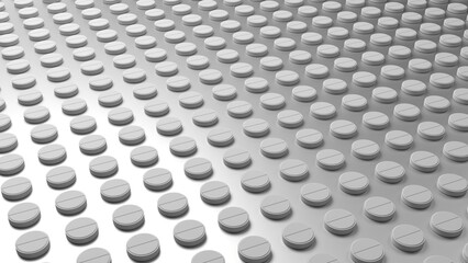 Abstract Close up of drug production line - 3D illustration 3D render