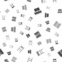 Set TV table stand, Chair, Furniture nightstand and on seamless pattern. Vector