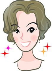 Vector drawing cute cartoon face