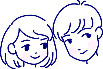 Vector drawing cute cartoon face