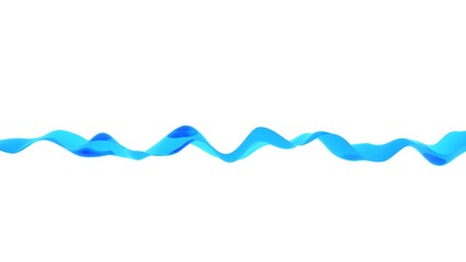 3d abstract wavy isolated background. Colored blue wave or line in the flow of motion and vibration on an empty white background.
