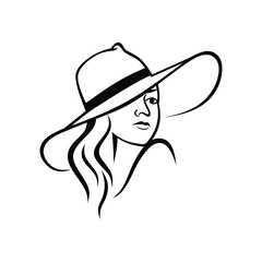 an illustration of a beautiful girl wearing a hat