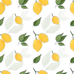 Seamless pattern with lemons. hand drawn pattern